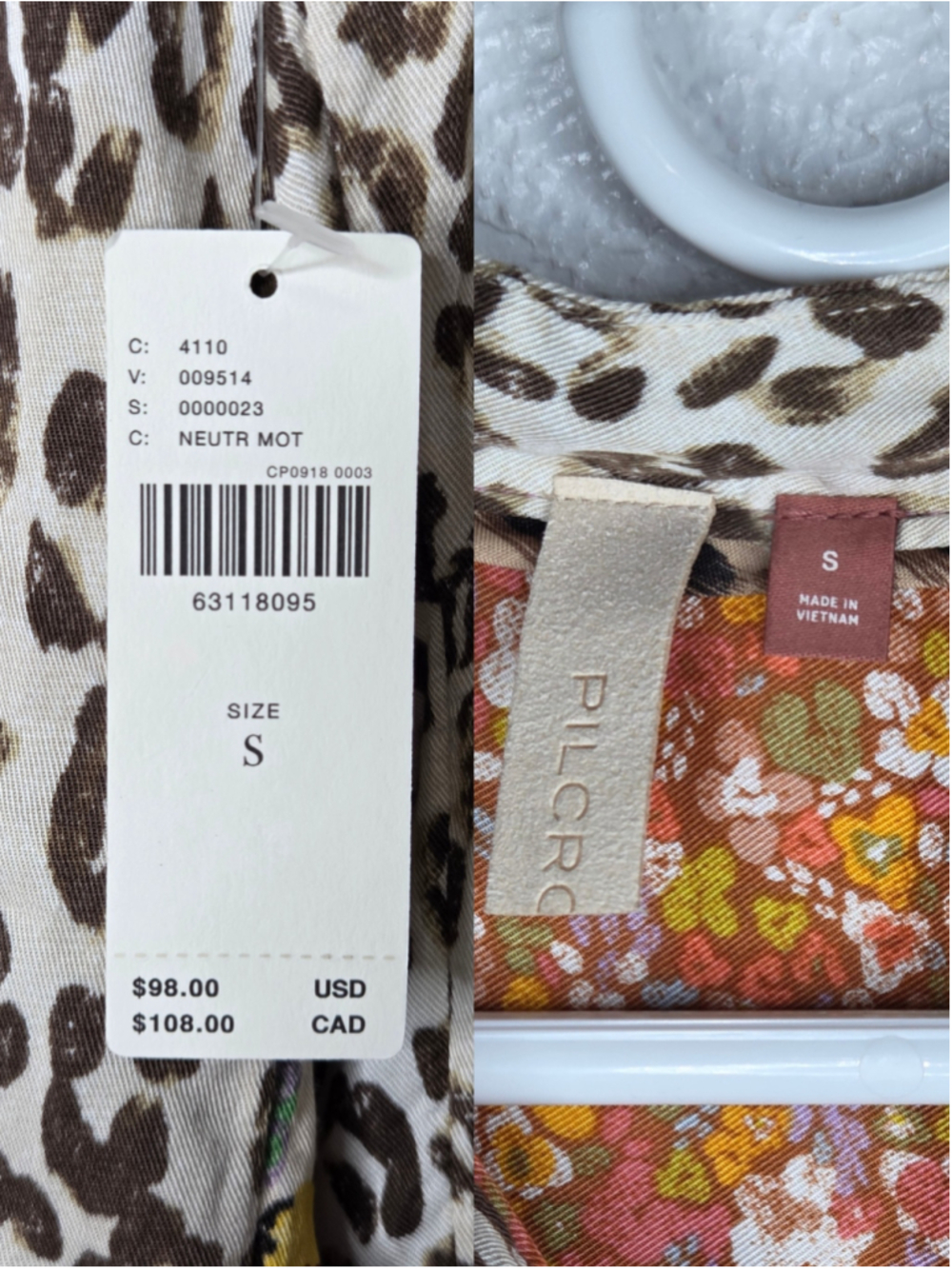 Anthropologie Pilcro Floral Leopard Button Down Shirt Women's Small Tan Orange - Picture 10 of 11
